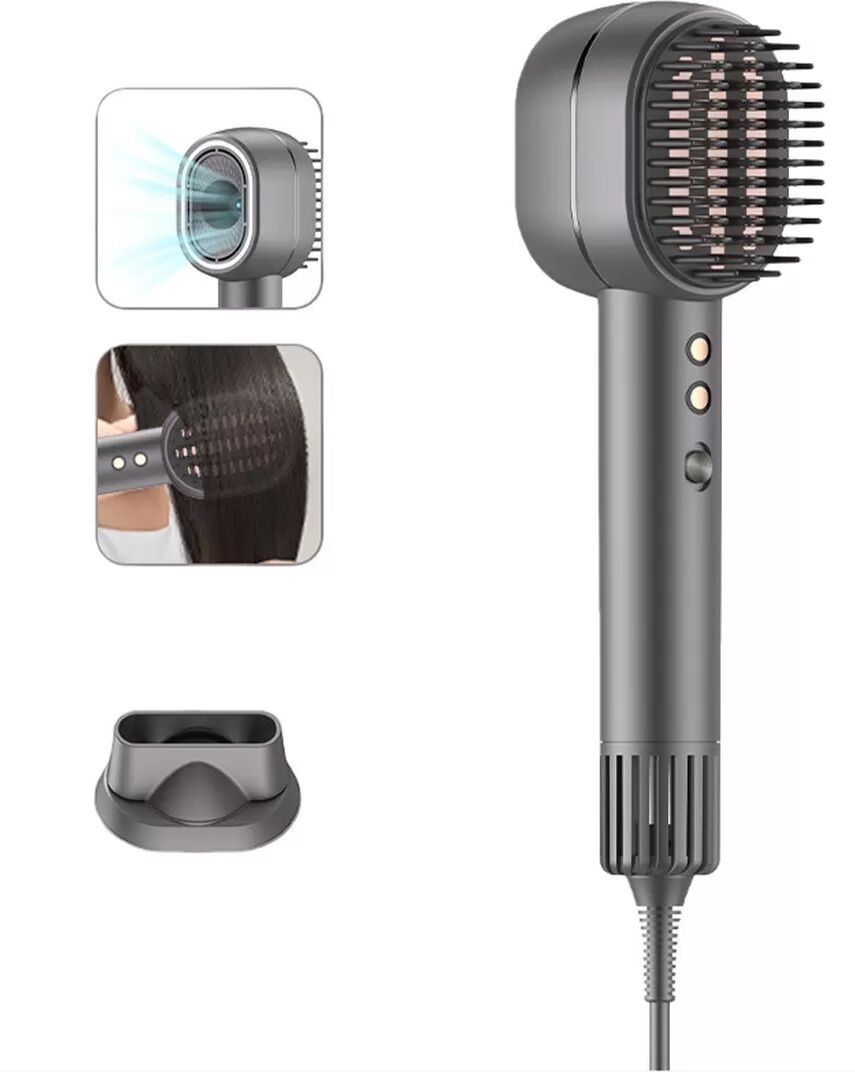 INF Brosse Sèche-Cheveux Haute Vitesse 1400W avec Moteur 110 000 RPM & Embout Concentrateur Gris