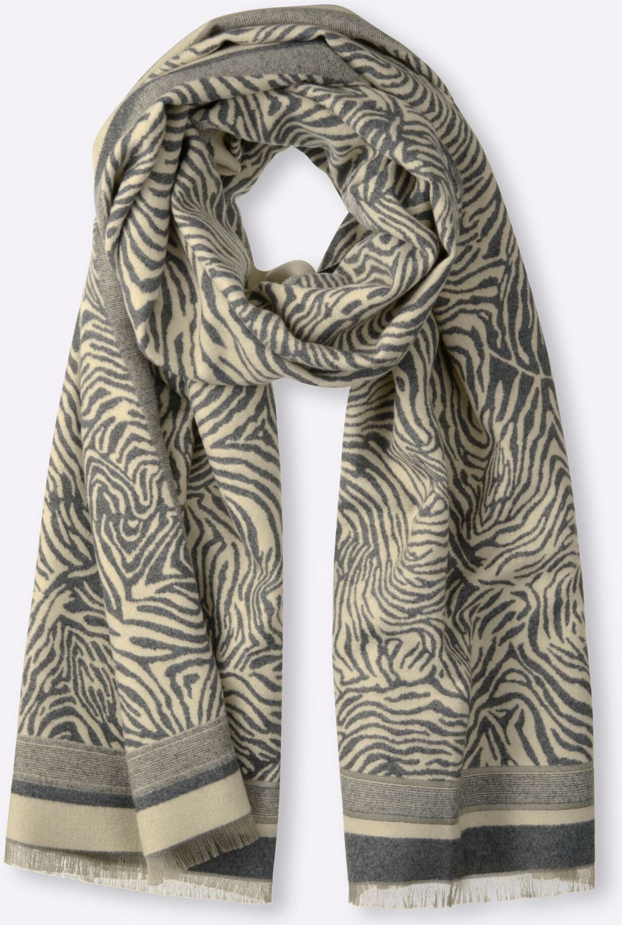 Modeschal HEINE, Damen, beige (steingrau), Viskose, gemustert, Modetücher Modeschal steingrau Einheitsgröße