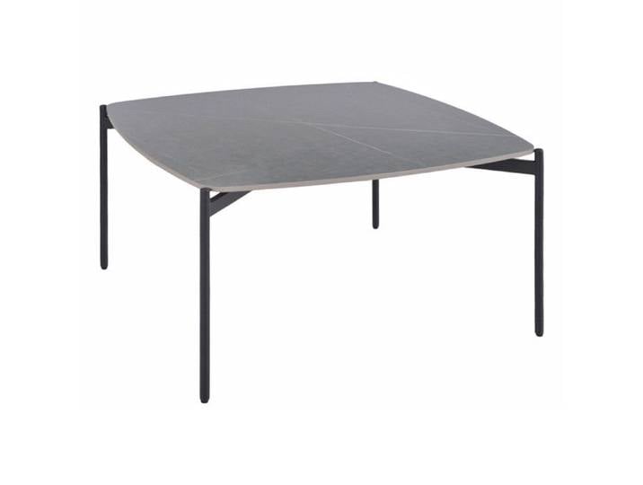 Table basse carrée en céramique gris marbré et métal noir - JERRY Meubletmoi