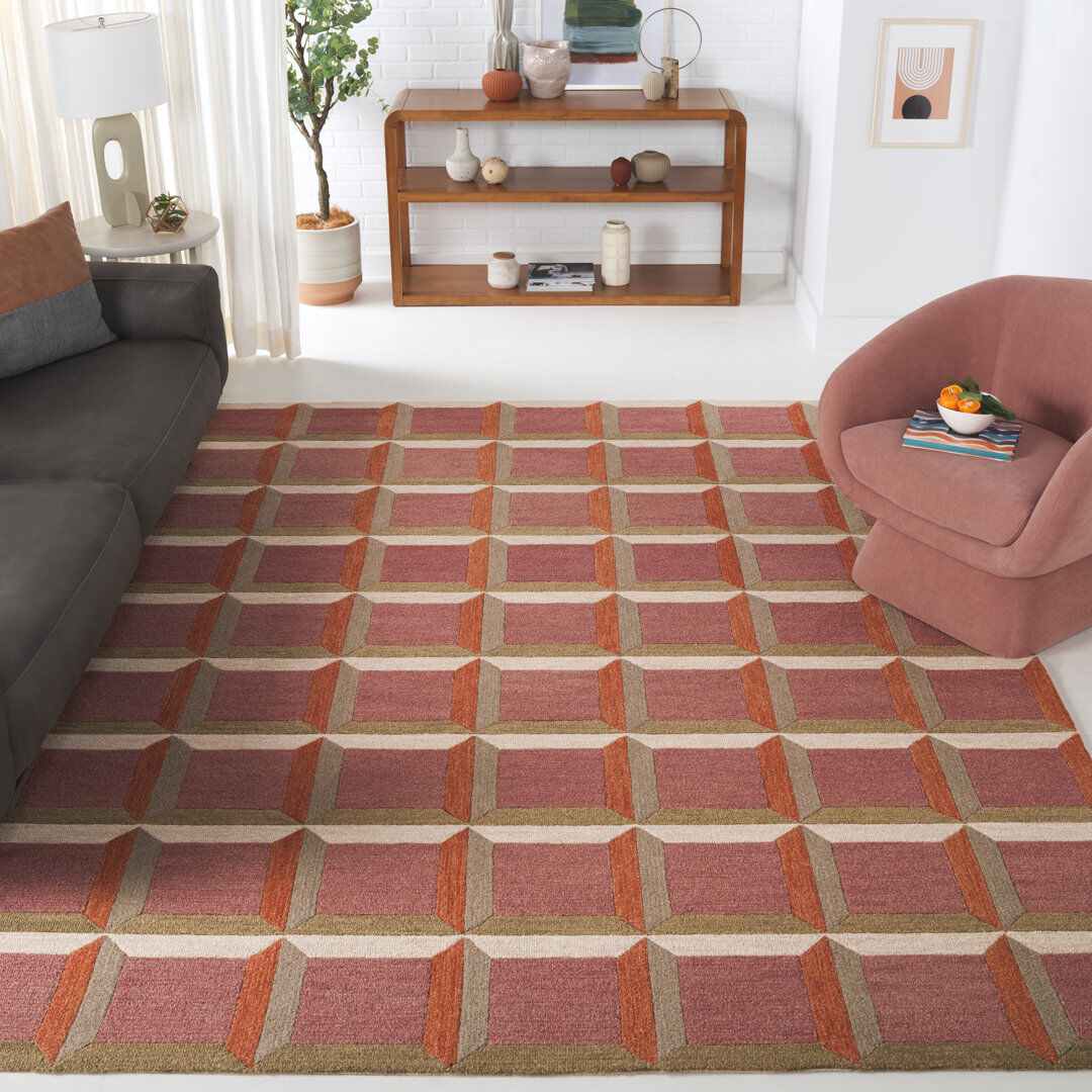 Metro Genre Geometric Area Rug In Pink / Beige Pink;Beige Rectangle 241.3 x 304.8cm