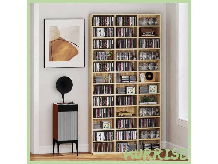 Cocosity Rangements Pour Cd Et Dvd Étagère Rangement 1116 Cd/528 Dvd 36 Compartiments Et Étagères Réglables Chêne
