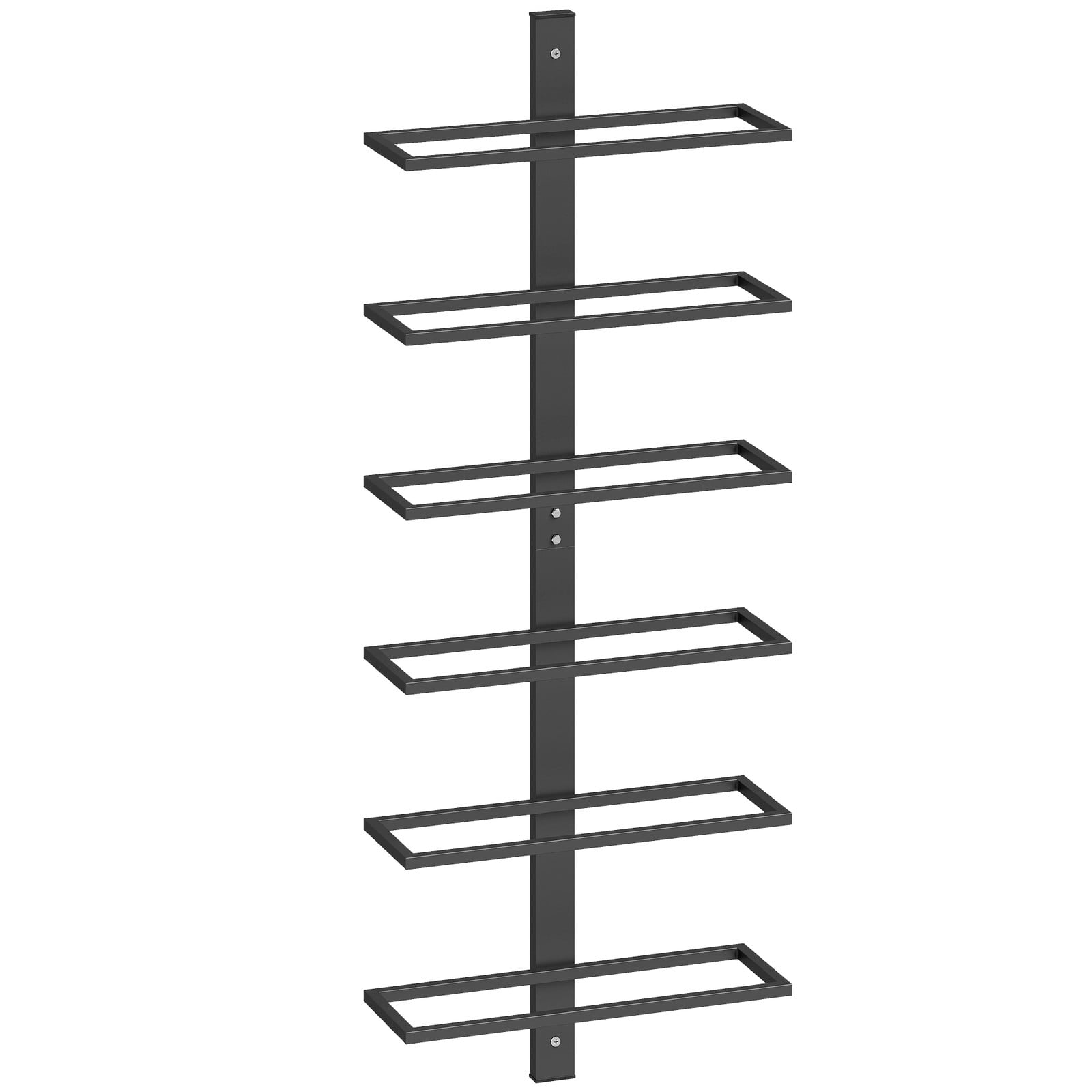 HOMCOM Wijnrek voor aan de muur, 6 flessen, 6 niveaus, zwart