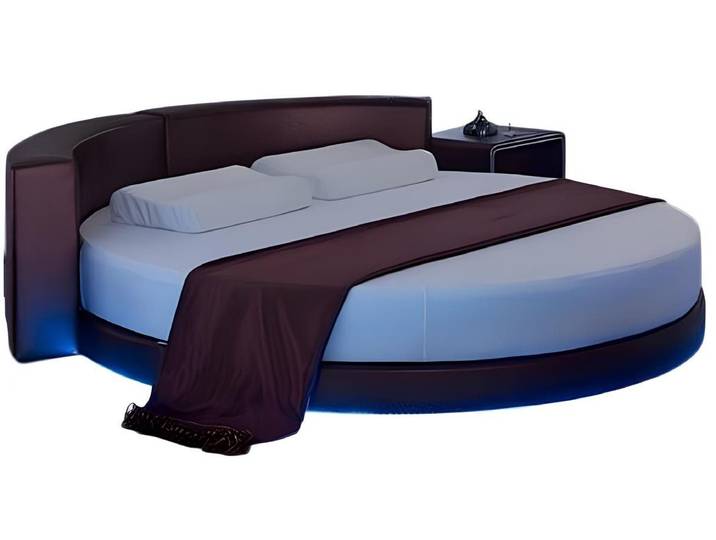 JVmoebel Rundbett Bordeaux Bett mit LED-Beleuchtung und integriertem Schlafsofa, Made in Europa