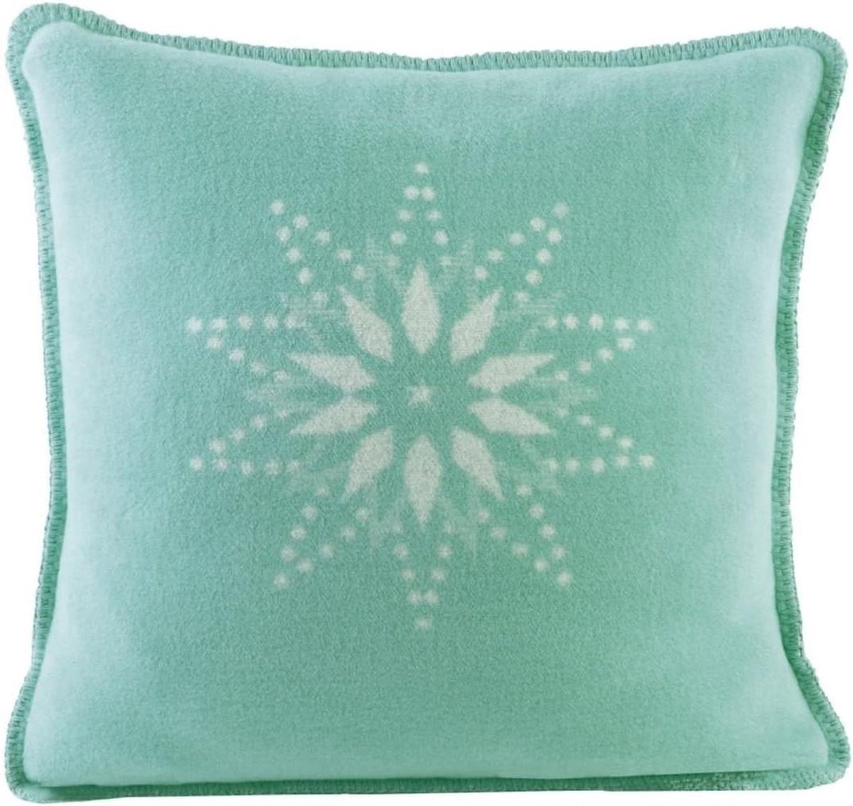 Turkoois Decoratief Kussen met Handgeweven Steken - Vierkante Kussenhoes - 50 x 50 cm