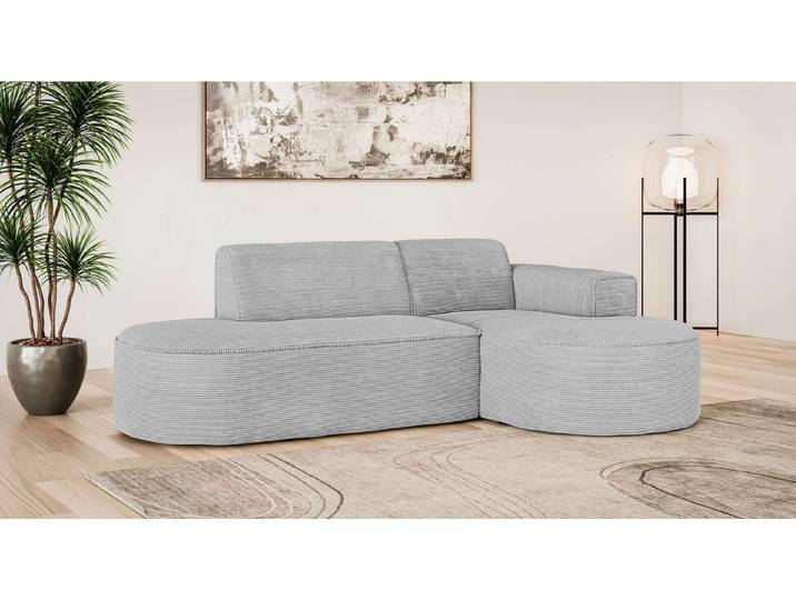 OTTO home Ecksofa ADELLA Design-Sofa mit Recamiere rechts/links, 248/159/76 cm, L-Form mit Wellenunterfederung, runde Form, auch in Cord