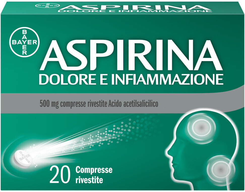 BAYER SpA Aspirina Dolore e Infiammazione Antidolorifico e Antinfiammatorio, 20 Compresse
