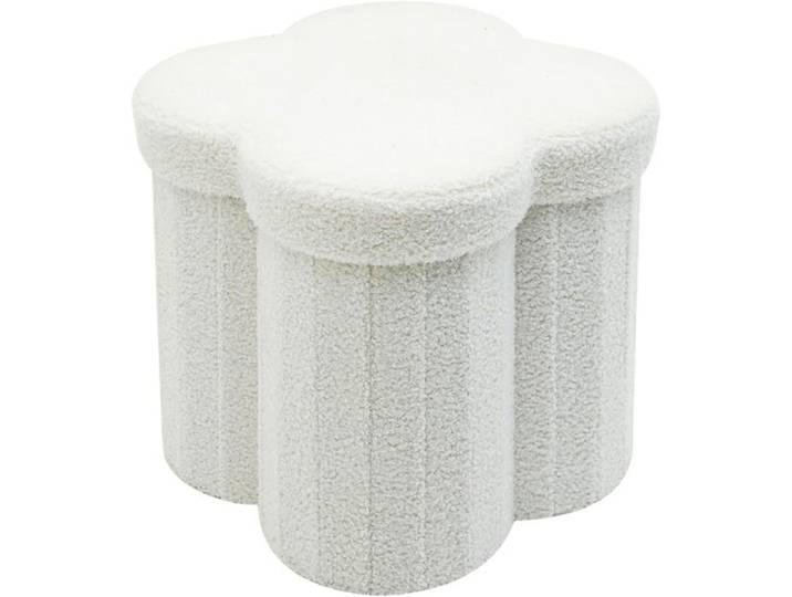 Rebecca Mobili Pouf de Rangement Nuage Blanc Tissu Polyester et MDF Pliable avec Couvercle 40x40x40 cm