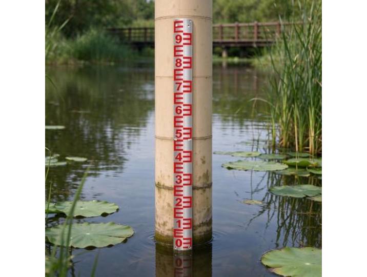 Wasserstandsanzeiger Breites Wasserstandsmessgerät Zylindrische Pfeiler Wasserstandsanzeiger mit Gewölbtem Profil, Korrosionsbeständige Messlatte(W10cm(4 ),H11m(36.1ft))