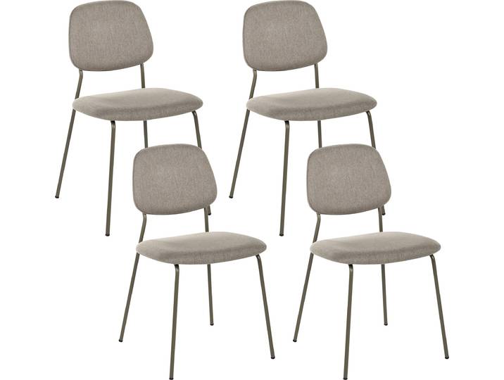 BELIANI Esszimmerstuhl 4er Set Taupe Stoff Schwarze Metallbeine Ohne Armlehnen Stapelbar Platzsparend Modernes Design Minimalistischer Stil Küchenstühle