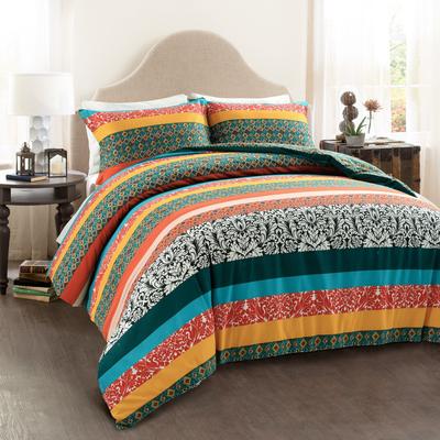 Lush Decor Boho Stripe Reversible Cotton Duvet Cover Set