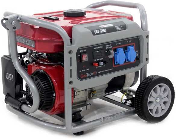 GeoTech Pro GGP 3500 - Benzin-Stromerzeuger mit Rädern und AVR-Regelung 3 kW - Dauerleistung 2.8 kW - 230V
