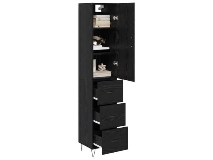 KTHLBRH Anrichte Eiche schwarz 34,5 x 34 x 90 cm Holz mehrschichtig Esszimmermöbel, vielseitige Aufbewahrung, modernes Design, rechteckige Form