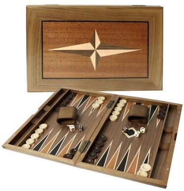GSE Games & Sports Expert "GSE™ 11"" Premium Wooden Inlay Backgammon Board Game Set, Portable Folding Backgammon Board Game with Game Pieces - 11-Inch"