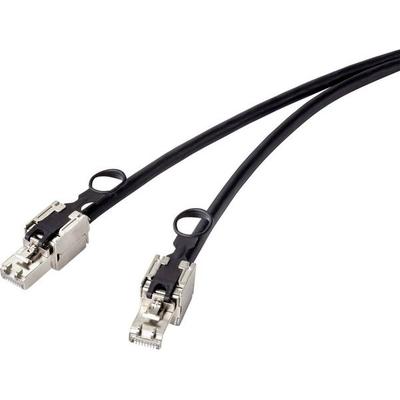 Renkforce RF-4538216 RJ45 Patchkabel CAT 6a S/FTP 0.50 m Schwarz mit Zugring zur Entriegelung 1 St.