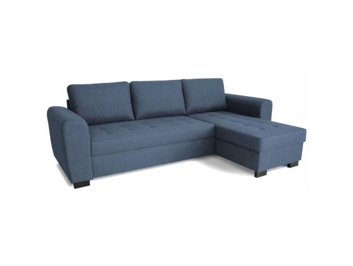 Canapé d'angle fixe réversible 4 places - Tissu Bleu - L245 x P150 x H86 cm - HAMILTON - Fabriqué en Ukraine
