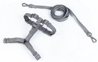 Uplift Essentials Macaron Series Harness & Leash Set Dual Head Adjustable Comfort Vest For Small To Medium Dogs gray l