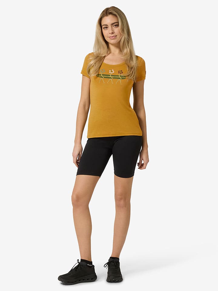super.natural Trainingsshirt "Surfing Flowers" in Gelb - L