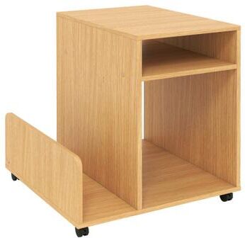 Costway Rolling End Table 3-Tier Mobile Side Table with Side Storage Rack Modern Small Nightstand-Natural
