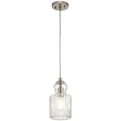 Elstead Lighting, Pendelleuchte, Riviera Hängeleuchte E27 27cm Nickel gebürstet (E27)