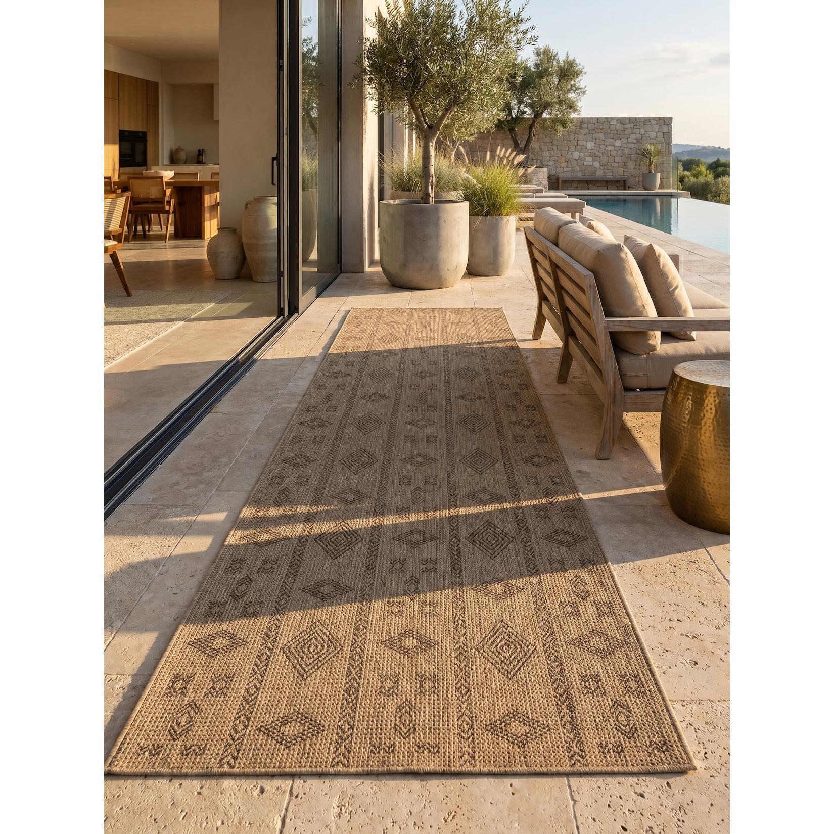 Outdoorteppich KASBERG, im Vintage-Stil, Schwarz, 80 x 150 cm
