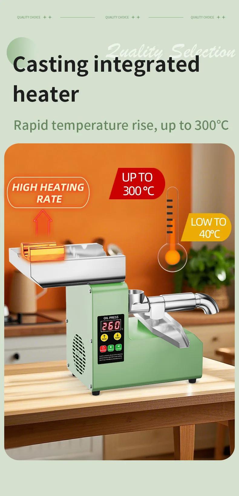Ölpresse Maschine - Modell R6S - Einstellbare Temperatur 40-300 °C - 220V EU-Stecker - Für Erdnuss Leinsamen Walnuss Sesam Raps