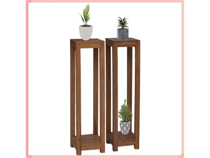 Support de Plante - Bois de teck - Rangement - Intérieur - Naturel - 25x25x100 cm - 2 pcs