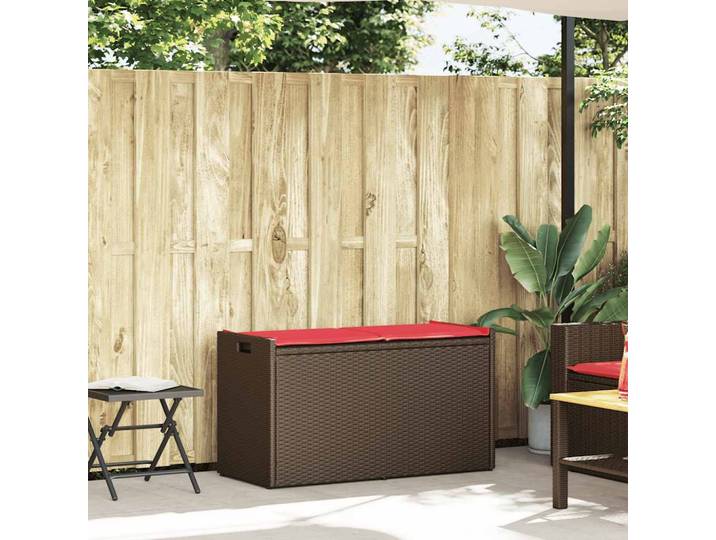 vidaXL Outdoor-Sitzbank mit Stauraum und Kissen Braun 100 cm