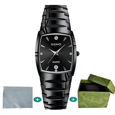 Neue Edelstahl Armband Herren Quarz Uhr Nachtlichtanzeige mit Strass Kratzfest und verschleißfest Zifferblatt Bevorzugt für Ferien- und Geburtstagsgeschenk