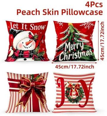 Uplift Treasures Merry Christmas Decorative Pillow Cover Set 4pcs style 4