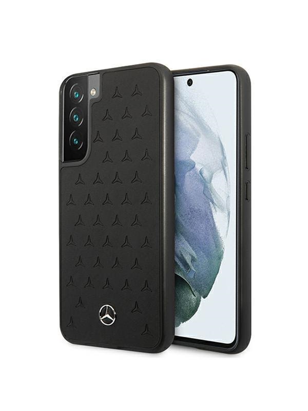 Mercedes Leather Stars Pattern Case for Samsung Galaxy S22+ - Black