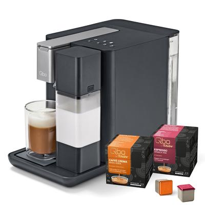 Tchibo Qbo MILK MASTER Premium Kapselmaschine inkl. 16 Qbo Kapseln, Gentle Grey