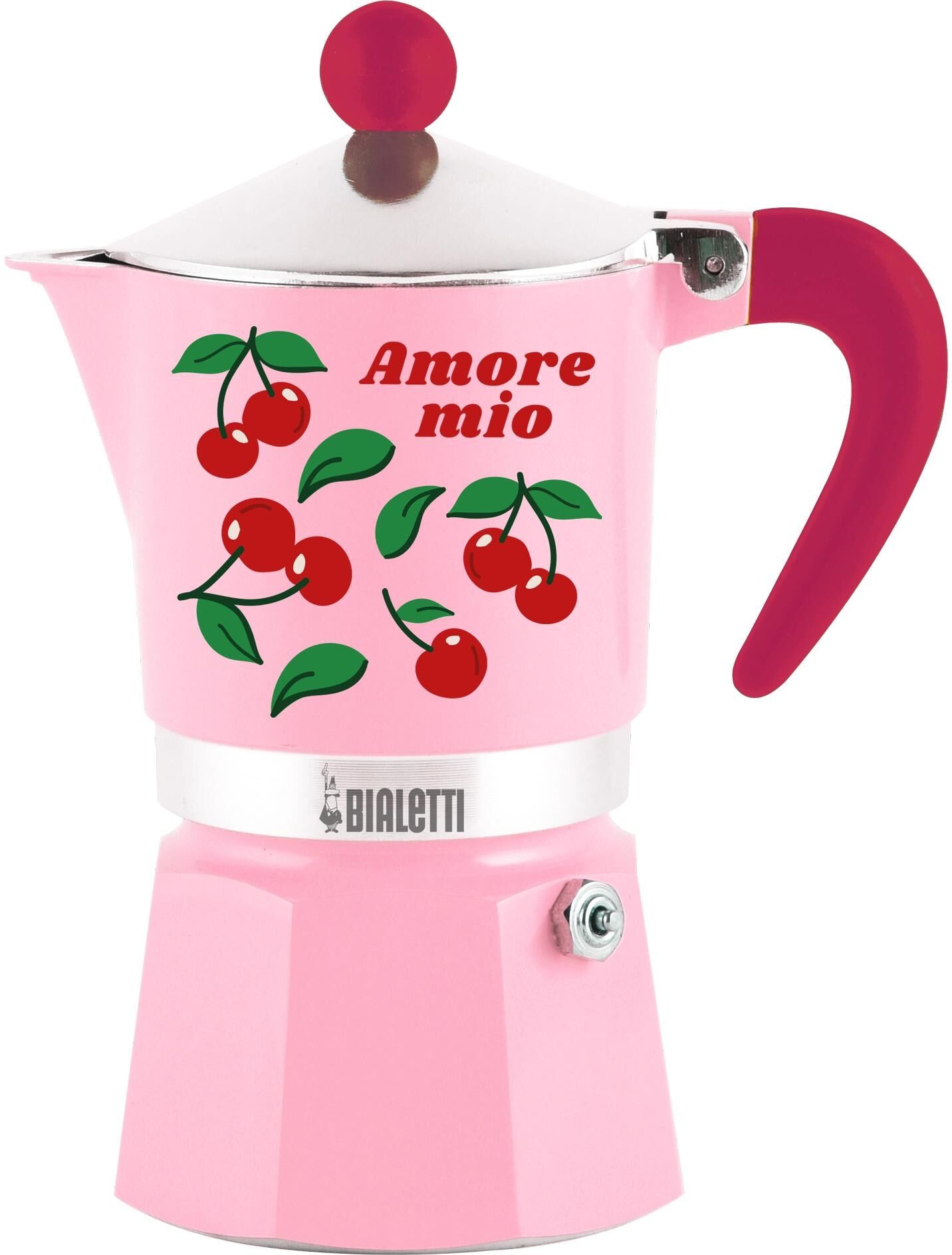 Espressokocher BIALETTI "Moka Rainbow Cherries Für 3 Tassen", rosa (grün, rosa, rot), 3, Kaffeemaschinen, Espressokocher grün, rosa, rot 3