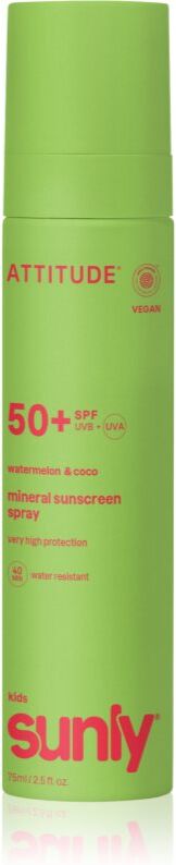 Attitude Sunly Kids Watermelon & Coco spray solaire minéral SPF 50+ pour enfant 75 ml