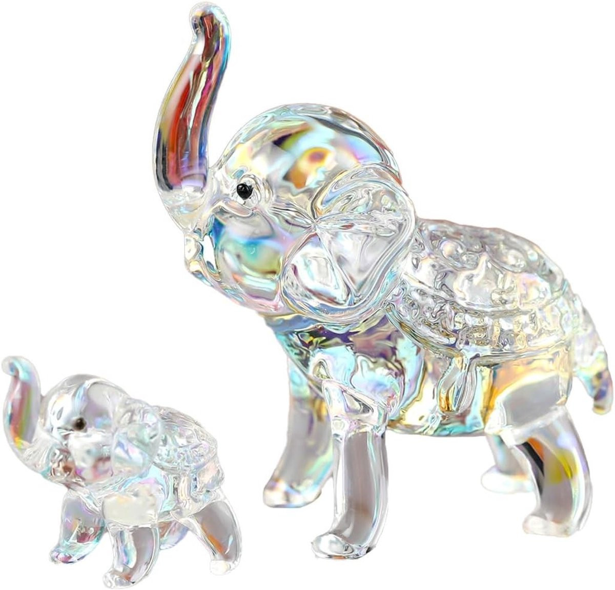 Set van 2 Kristallen Olifanten Beeldjes voor Decoratie van je Tafelblad