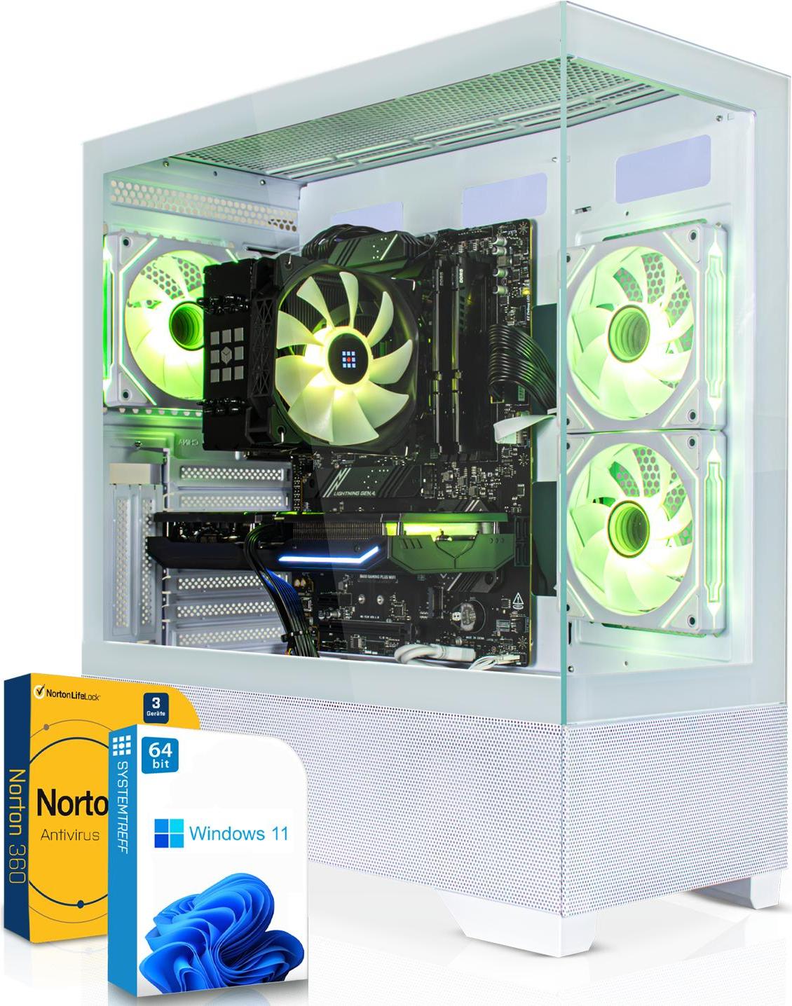 SYSTEMTREFF Gamer Computer - Ryzen 7 5700X - Nvidia GeForce RTX 5060 8GB - 32GB DDR4 - 1TB NVMe - Windows 11 Pro - Desktop PC