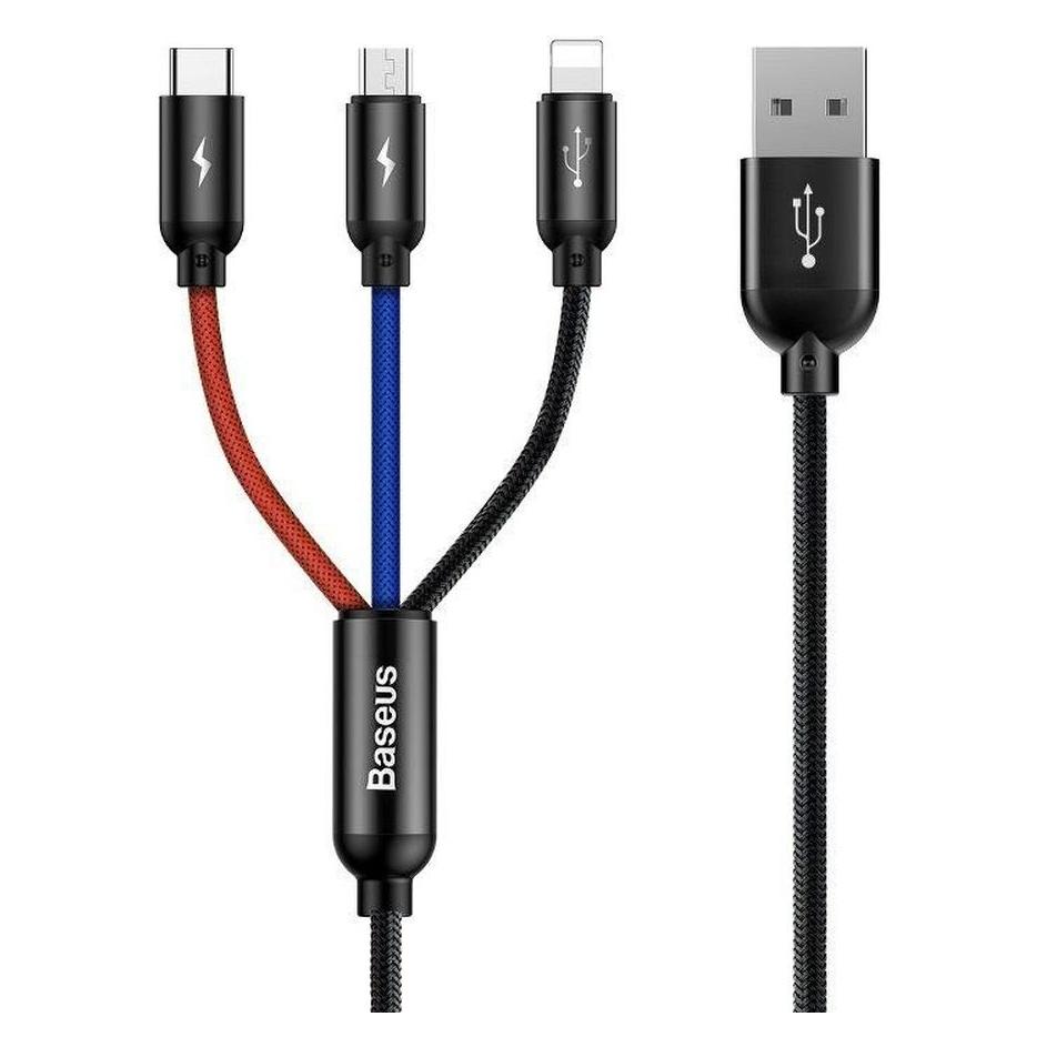 Baseus Three Primary Colors 3-in-1 (1.20 m, USB 2.0) (CAMLT-BSY01)