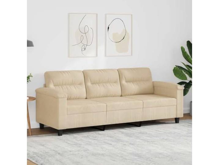 HEFZGDB 3-Sitzer Sofa Creme 180 cm Mikrofasergewebe Modernes Design Langlebige Polsterung Robuster Metallrahmen Bequeme Sitzflächen Stilvoller Hingucker Wohnzimmer Möbel