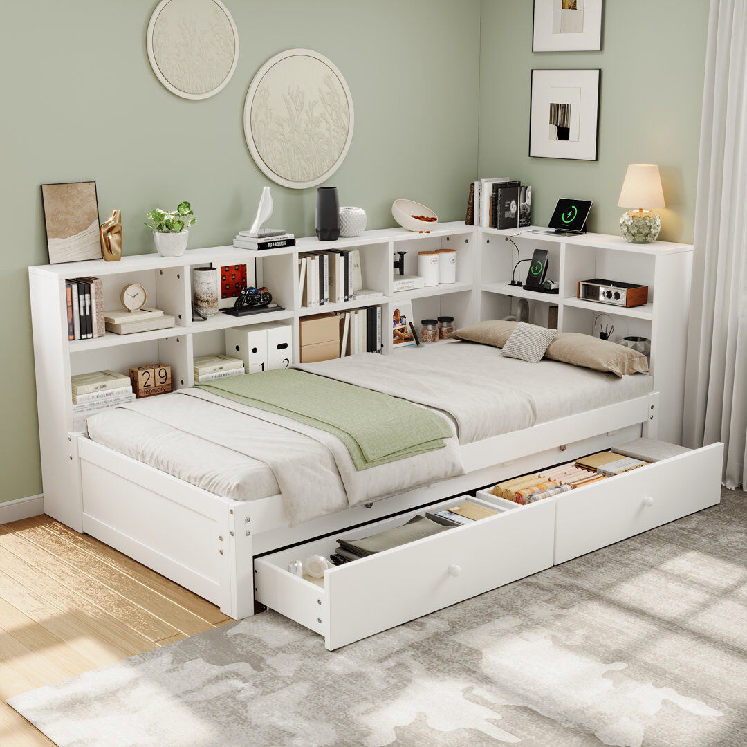 Brayden Studio Single (3') Daybed White 82cm H X 204cm W X 214cm L