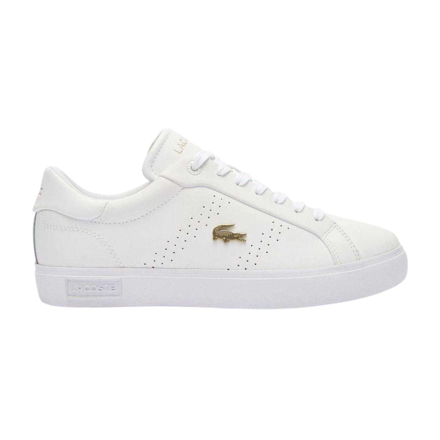 Lacoste Dames/Dames Powercourt 2.0 Leren Trainers (Wit/Goud)