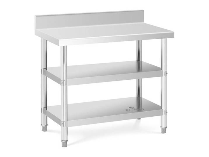 Table de travail inox table de travail en inox adossée avec dosseret 100 x 60