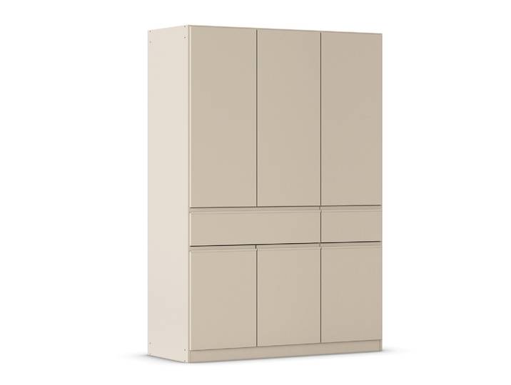 Armoire 6 portes 2 tiroirs Macari Champagne - Basika