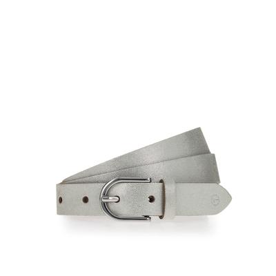 Ledergürtel TAMARIS, Damen, Gr. 85, weiß, silber, Rindsleder, Gürtel Ledergürtel, Metallic-Schimmer