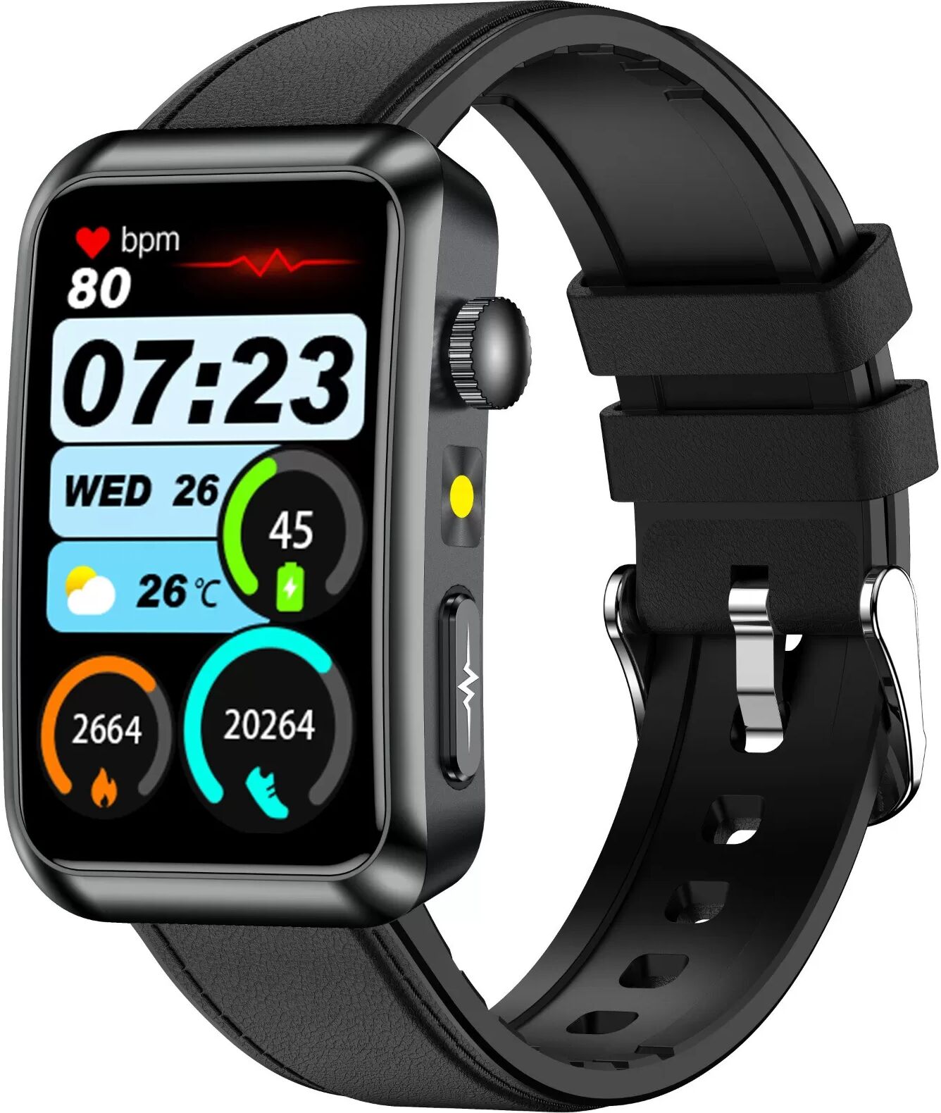 INF TK77 Smartwatch: EKG, Herzfrequenz & Gesundheitsüberwachung, kompatibel mit Huawei, Samsung, APPLE, Garmin Schwarz