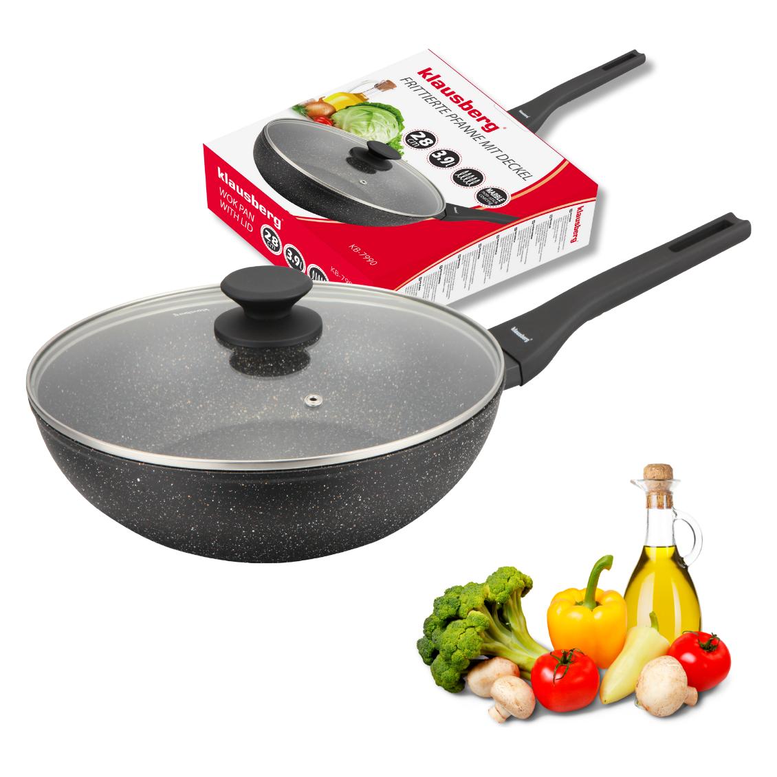 Klausberg Patelnia PATELNIA MARMURKOWA GŁĘBOKA WOK 28cm Z POKRYWĄ 28cm KB-7990 (Bratpfanne) (65284003)
