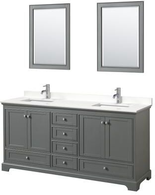 Wyndham Collection Deborah 72-inch Double Vanity, Quartz Top, 24-inch Mirrors