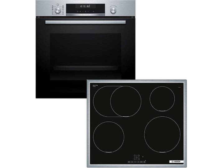BOSCH Backofen-Set HBD675CS62, mit Teleskopauszug nachrüstbar, Pyrolyse-Selbstreinigung, Gesund frittieren mit AirFry & Power Boost für schnelle Hitze