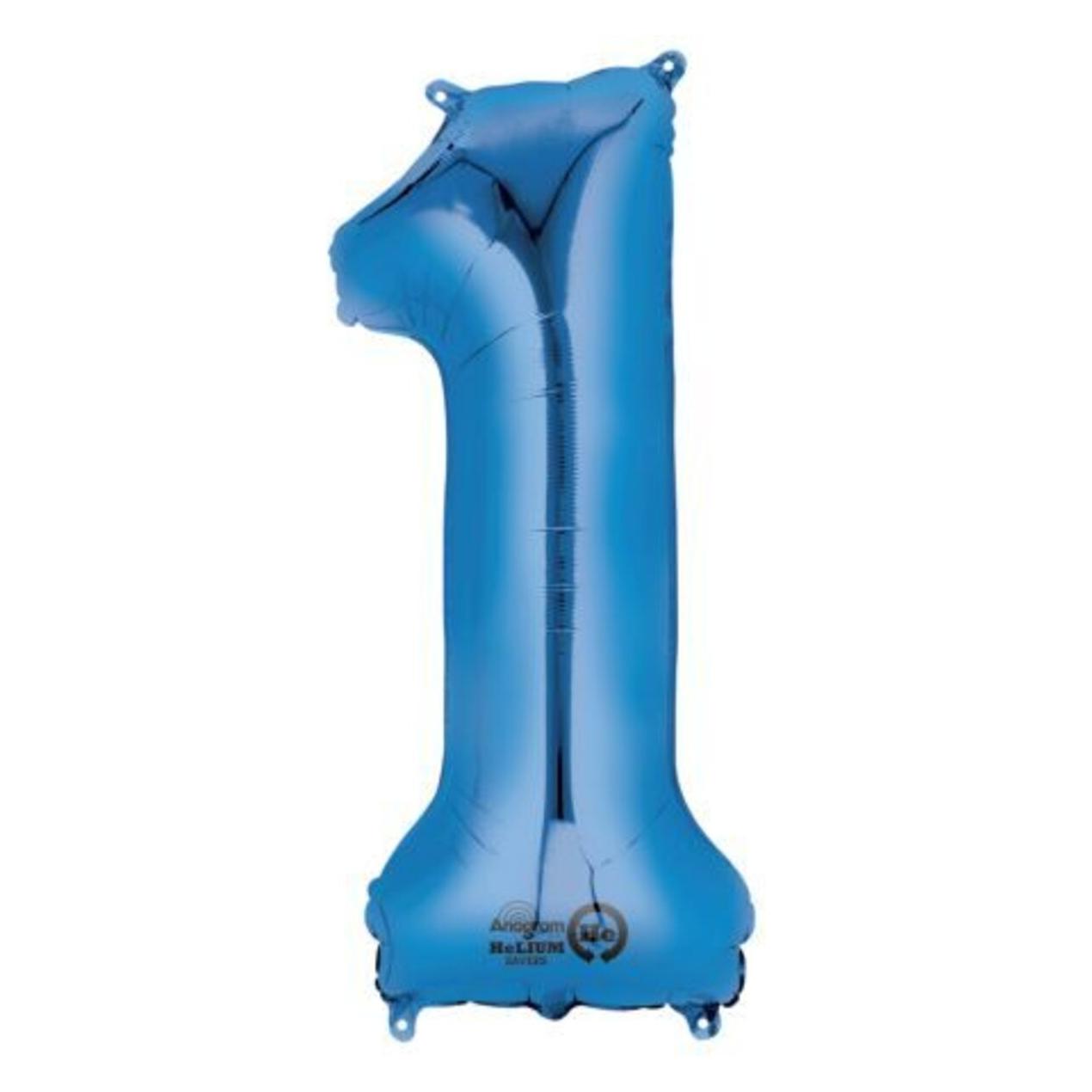 Amscan Folienballon Zahl 1 blau (5x) (9907276)