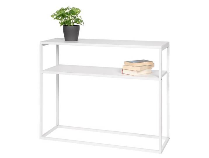 bremermann Table console avec 2 étagères étagère sur pied en métal blanc