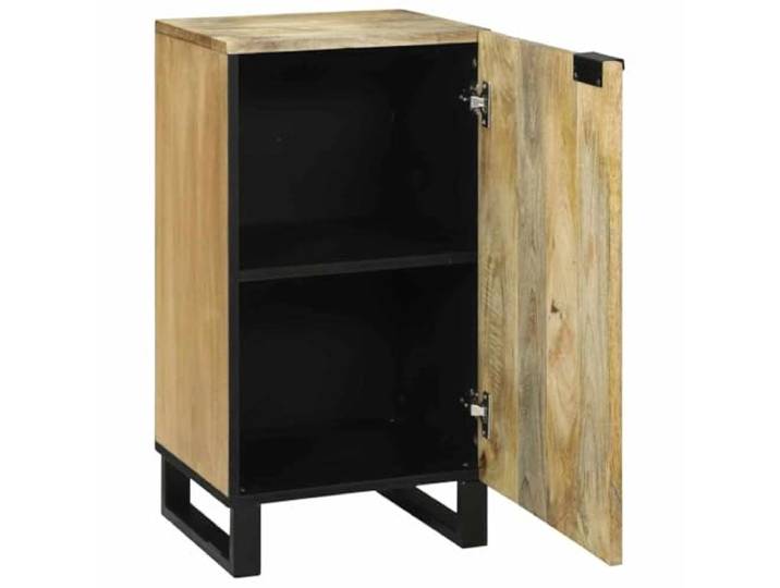 Sideboard Natur 40 x 33 x 75 cm Massives Mangoholz Rustikaler Look, Brett-Regale, Scharniertüren, Aufbewahrung, Wohnzimmer, Esszimmer, pflegeleicht, Mango-Holz