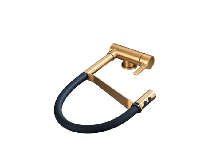 DRFGHK Vorfenster Küchenarmatur Klappbar Ausziehbar Gebürstetes Gold Dual-Modus Einhebelmischer Küche Spültischarmatur Vorfenster Mischbatterie Küche